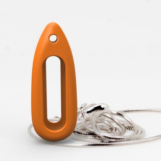 Кулон силиконовый для Xiaomi Mi Band Orange + ожерелье silver